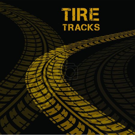 Illustration for "Tire tracks" colorful vector illustration - Royalty Free Image