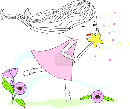 Illustration for "girl fairy" colorful vector illustration - Royalty Free Image