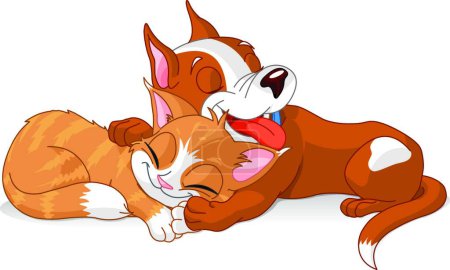 Illustration for "Dog and cat" colorful vector illustration - Royalty Free Image