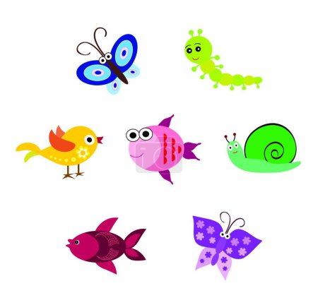 Illustration for "Cartoon animals" colorful vector illustration - Royalty Free Image