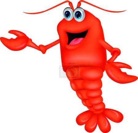 Téléchargez les illustrations : "Mignon homard dessin animé "illustration vectorielle colorée - en licence libre de droit