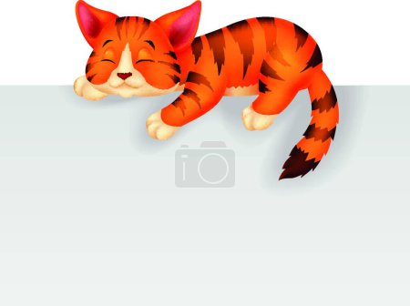 Téléchargez les illustrations : "Chat mignon dormir "illustration vectorielle colorée - en licence libre de droit