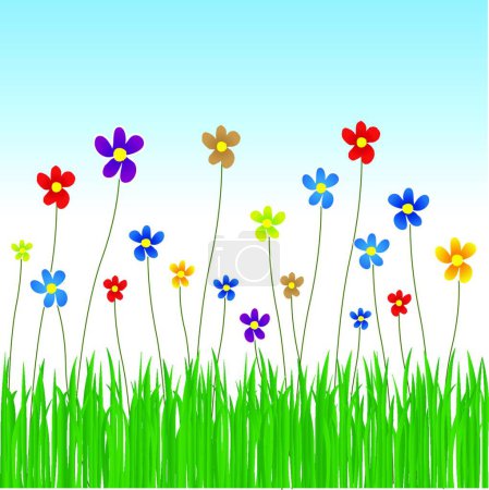 Illustration for "spring meadow" colorful vector illustration - Royalty Free Image