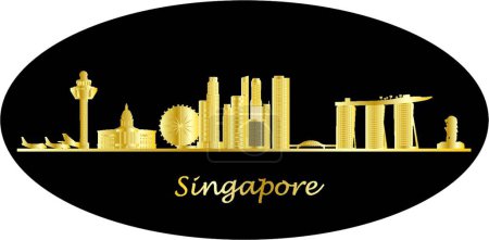 Illustration for "singapore skyline" colorful vector illustration - Royalty Free Image