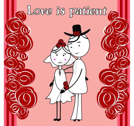 Téléchargez les illustrations : "L'amour est patient "illustration vectorielle colorée - en licence libre de droit