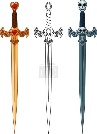 Illustration for "Three Swords" colorful vector illustration - Royalty Free Image