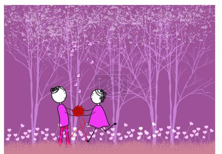 Illustration for "Couple in Love" colorful vector illustration - Royalty Free Image