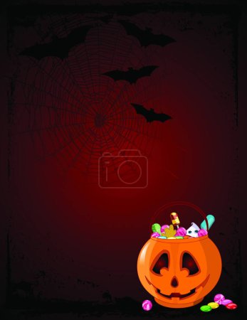 Illustration for "Halloween treats background" colorful vector illustration - Royalty Free Image