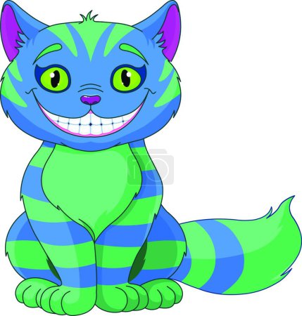Illustration for "Smiling Cheshire Cat" colorful vector illustration - Royalty Free Image