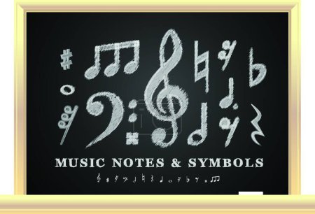 Illustration for "Handwritten musical notes" colorful vector illustration - Royalty Free Image