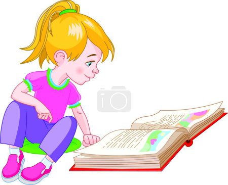 Illustration for "Book girl" colorful vector illustration - Royalty Free Image
