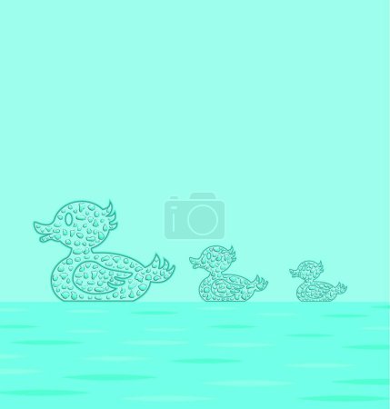 Illustration for "Ducks walk" colorful vector illustration - Royalty Free Image