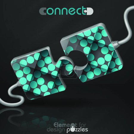 Illustration for Connecting two Puzzle pieces. abstract jigsaw art - Royalty Free Image