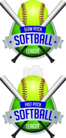 Illustration for "Softball League Emblems" colorful vector illustration - Royalty Free Image
