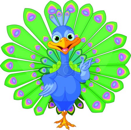 Illustration for "Cartoon peacock" colorful vector illustration - Royalty Free Image