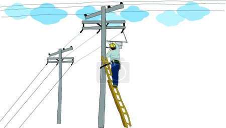 Téléchargez les illustrations : Illustration de l'homme électricien - en licence libre de droit