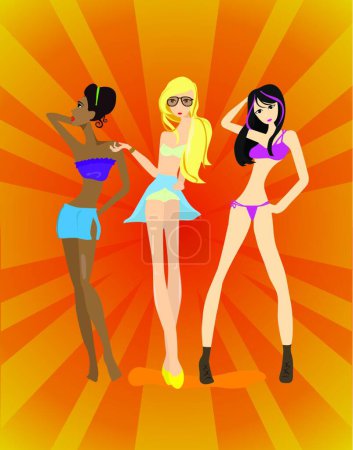 Illustration for Illustration of the summer girls - Royalty Free Image