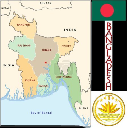 Téléchargez les illustrations : Illustration des divisions du Bangladesh - en licence libre de droit