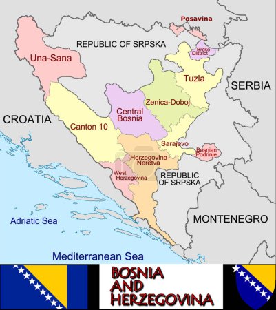 Téléchargez les illustrations : Illustration des divisions de Bosnie-Herzégovine - en licence libre de droit