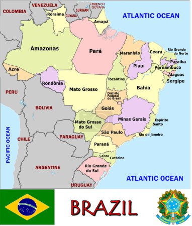 Téléchargez les illustrations : Illustration des divisions du Brésil - en licence libre de droit