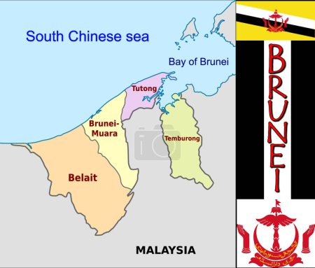 Illustration for Illustration of the Brunei divisions - Royalty Free Image