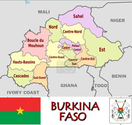 Téléchargez les illustrations : Illustration des divisions du Burkina Faso - en licence libre de droit