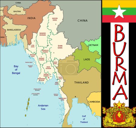 Ilustración de Ilustración de las divisiones de Birmania - Imagen libre de derechos
