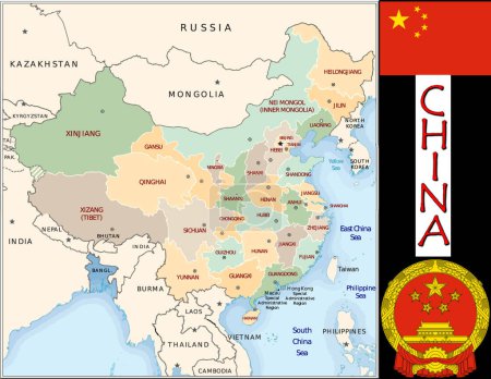Illustration for Illustration of the China divisions - Royalty Free Image