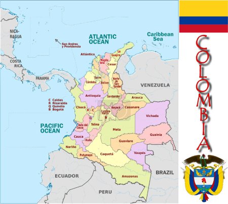 Illustration for Illustration of the Colombia divisions - Royalty Free Image