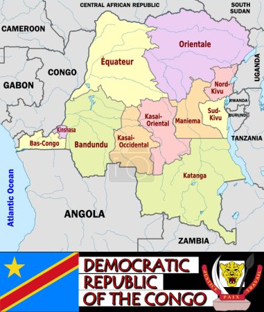 Téléchargez les illustrations : Illustration des divisions démocratiques du Congo - en licence libre de droit