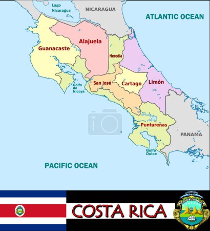 Téléchargez les illustrations : Illustration des divisions du Costa Rica - en licence libre de droit