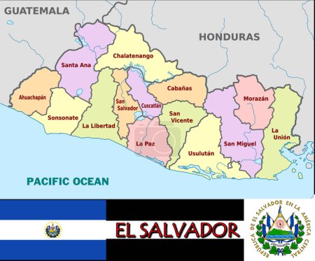 Téléchargez les illustrations : Illustration des divisions d'El Salvador - en licence libre de droit