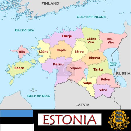 Téléchargez les illustrations : Illustration des divisions Estonie - en licence libre de droit