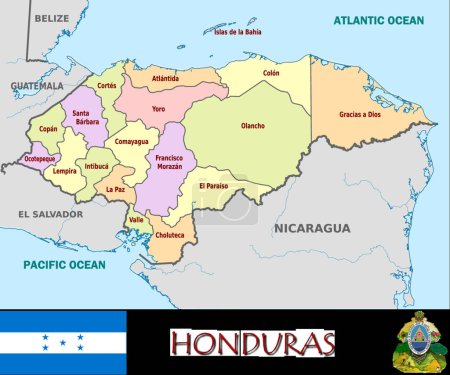 Illustration for Illustration of the Honduras divisions - Royalty Free Image