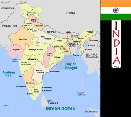 Téléchargez les illustrations : Illustration des divisions de l'Inde - en licence libre de droit