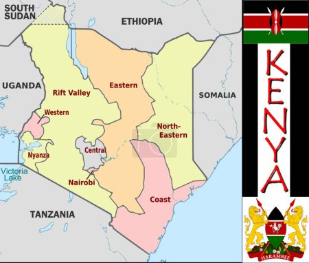 Téléchargez les illustrations : Illustration des divisions du Kenya - en licence libre de droit