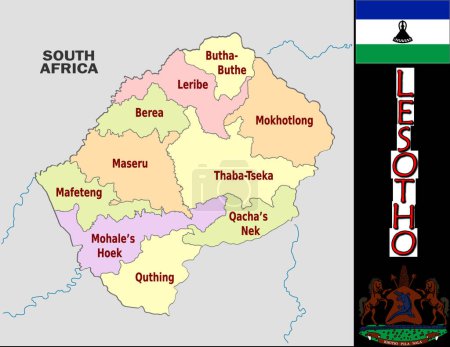 Téléchargez les illustrations : Illustration des divisions du Lesotho - en licence libre de droit