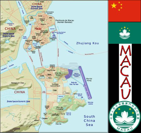 Téléchargez les illustrations : Illustration des divisions de Macao - en licence libre de droit