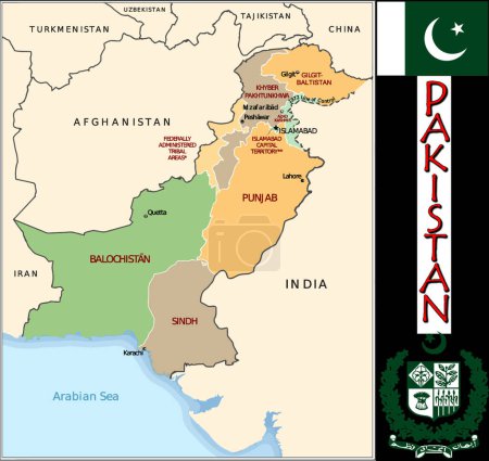 Téléchargez les illustrations : Illustration des divisions du Pakistan - en licence libre de droit
