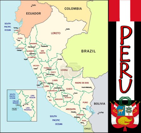 Téléchargez les illustrations : Illustration des divisions du Pérou - en licence libre de droit