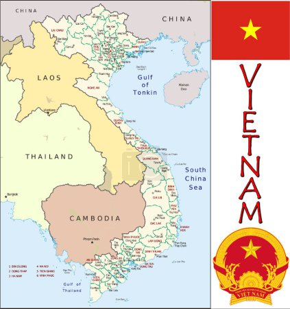 Téléchargez les illustrations : Illustration des divisions du Vietnam - en licence libre de droit