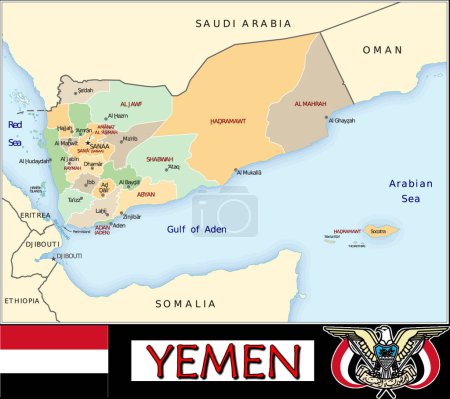 Téléchargez les illustrations : Illustration des divisions du Yémen - en licence libre de droit