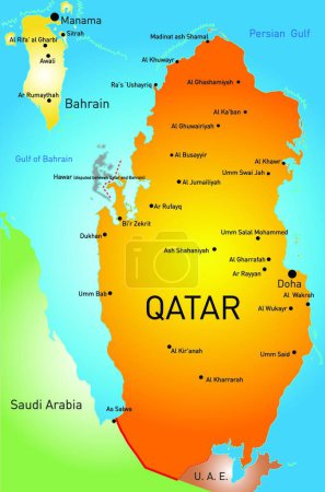 Téléchargez les illustrations : Illustration du pays du Qatar - en licence libre de droit