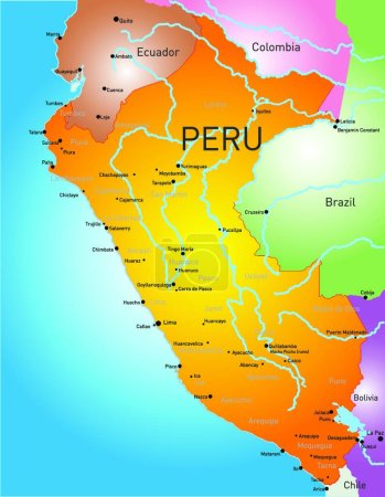 Téléchargez les illustrations : Pérou pays, illustration vectorielle graphique - en licence libre de droit