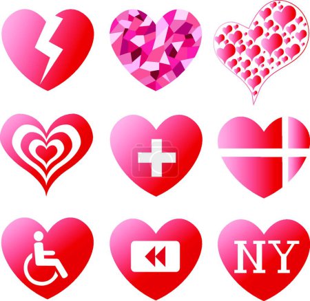 Téléchargez les illustrations : Illustration vectorielle de symboles cardiaques - en licence libre de droit