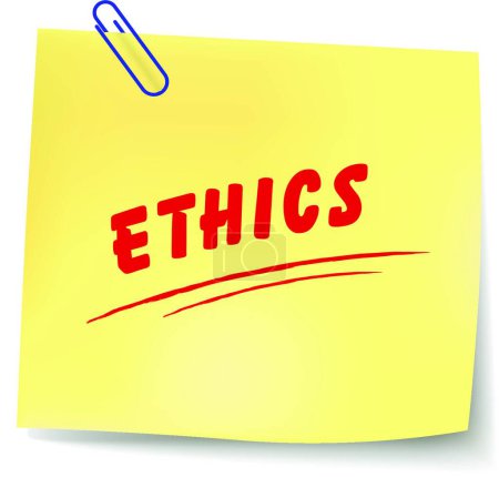 Ilustración de Vector ethics message on yellow paper sticker - Imagen libre de derechos