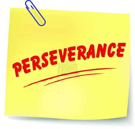 Illustration for Vector perseverance message on yellow paper sticker - Royalty Free Image