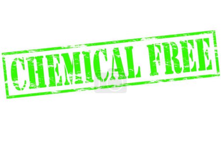Téléchargez les illustrations : "Sans produits chimiques "texte dans le style timbre, estampillé sur fond blanc - en licence libre de droit
