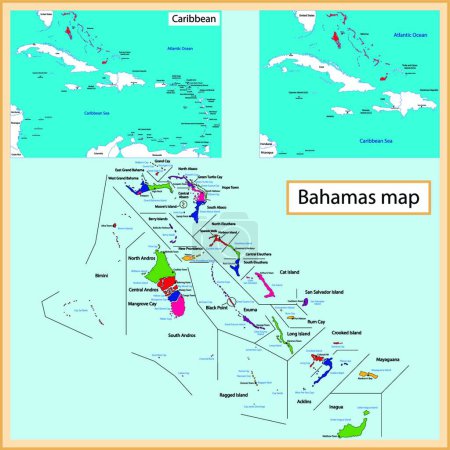 Ilustración de El mapa de Bahamas, ilustración simple de la tela - Imagen libre de derechos