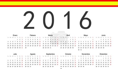 Illustration for "Spanish 2016 year vector calendar" - Royalty Free Image